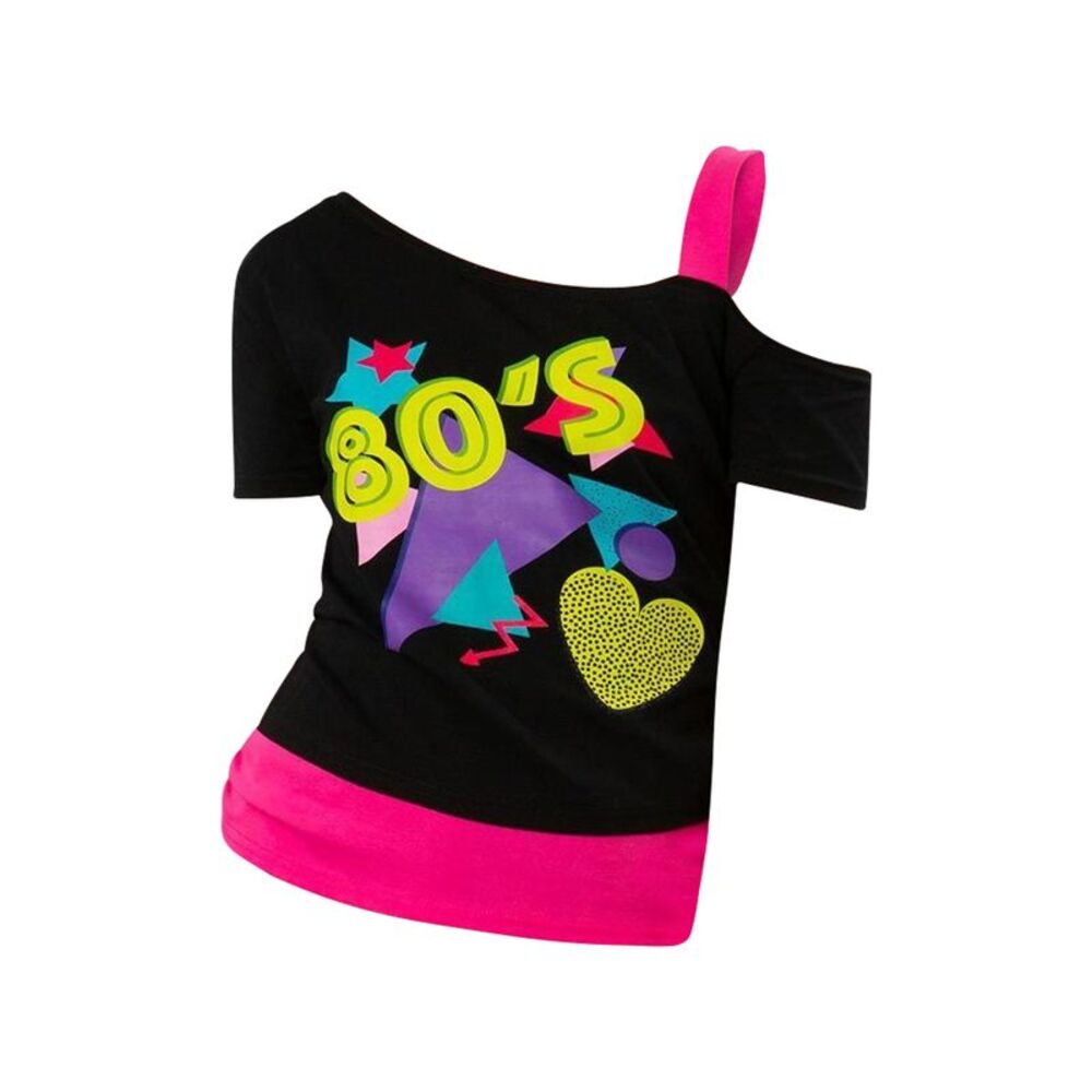 Smiffys Womens/Ladies 1980s Printed One  T-Shirt / Black